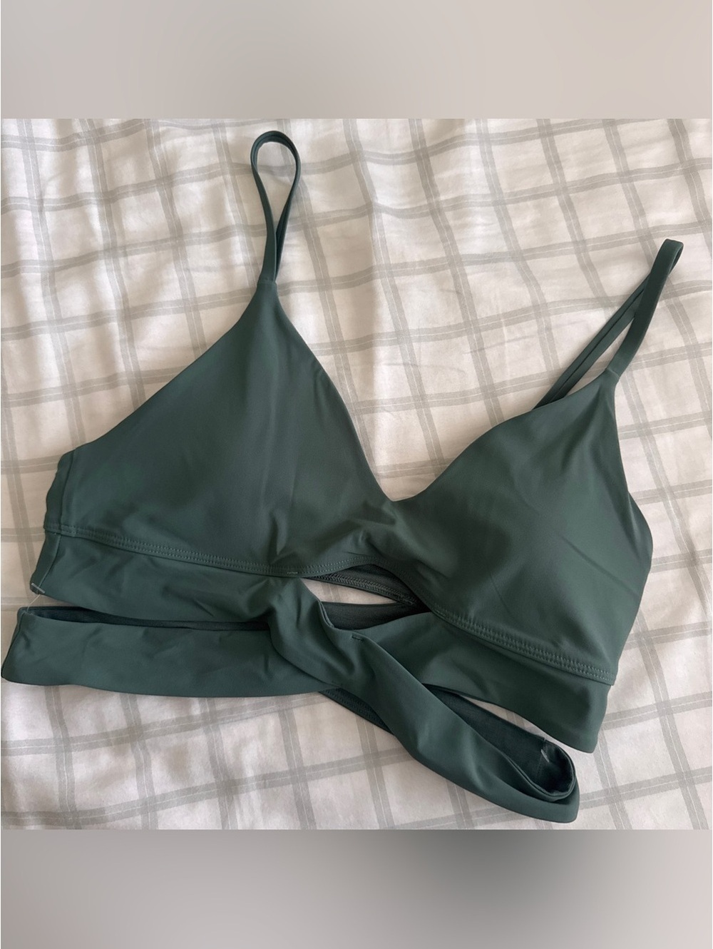 🆕💚 Lululemon V Neck Crossover Underband Bra - Medium Forest